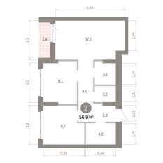 56.00 м² | 4 - 7 эт. 00