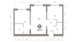 52.00 м² | 7 - 8 эт.
