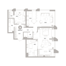 149.00 м² | 16 - 25 эт. 00