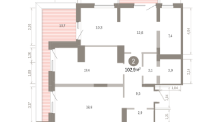 102.00 м² | 7 - 8 эт.
