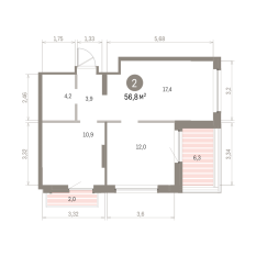 56.00 м² | 8 - 8 эт. 00