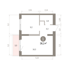 36.00 м² | 5 - 8 эт. 00