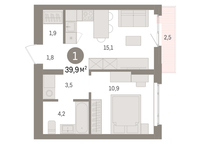 39.00 м² | 3 - 7 эт.