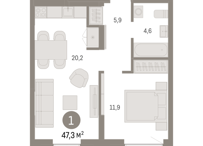 47.00 м² | 10 - 16 эт.