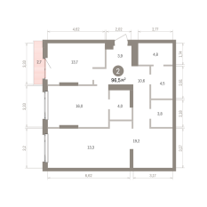 96.00 м² | 9 - 25 эт. 00