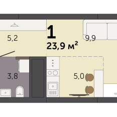 23.90 м² | 23 - 32 эт. 00