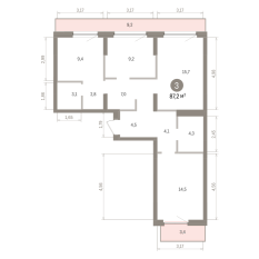 87.00 м² | 7 - 7 эт. 00