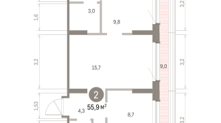 55.00 м² | 7 - 8 эт.