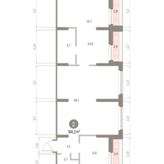 94.00 м² | 2 - 9 эт. 00