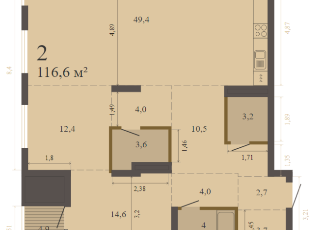 116.60 м² | 4 - 8 эт.