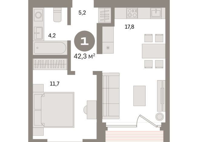 42.00 м² | 3 - 24 эт.