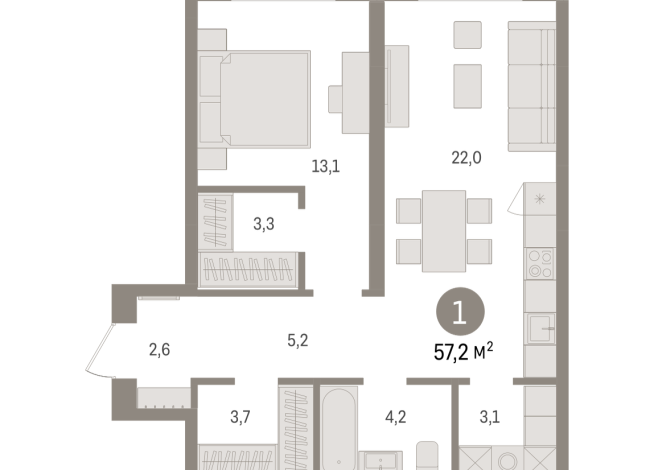 57.00 м² | 6 - 15 эт.