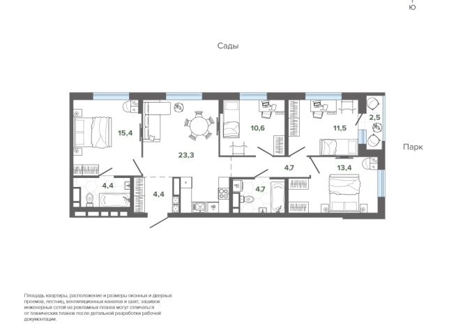 95.01 м² | 7 - 24 эт.