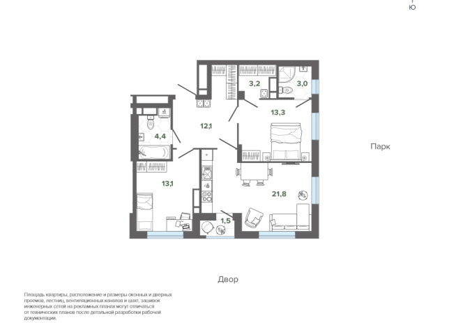 72.59 м² | 4 - 24 эт.