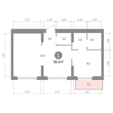 50.00 м² | 9 - 9 эт. 00