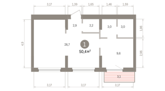 50.00 м² | 9 - 9 эт.