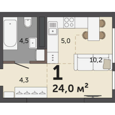 24.00 м² | 8 - 30 эт. 00