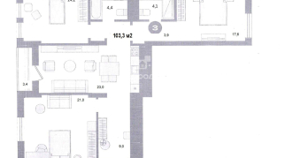 3-к квартира | 106.70 м² | 8 - 9 эт.