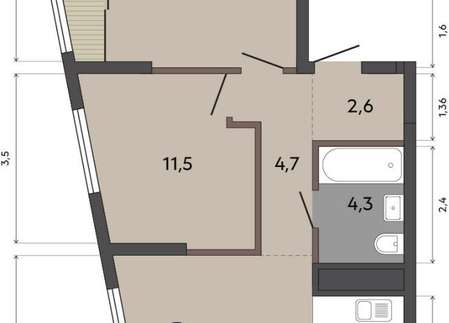 53.80 м² | 4 - 31 эт.