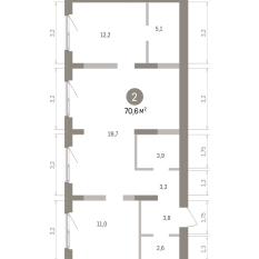70.00 м² | 9 - 9 эт. 00
