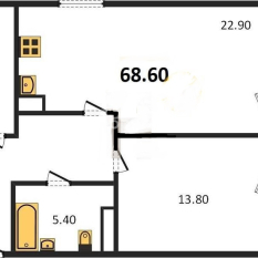 69.00 м² | 16 - 17 эт. 70