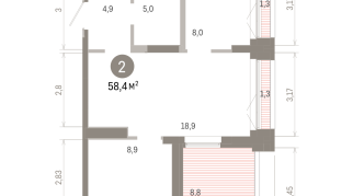 58.00 м² | 16 - 16 эт.