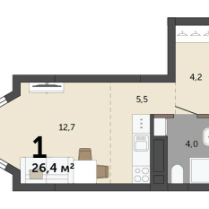 26.40 м² | 5 - 23 эт. 00