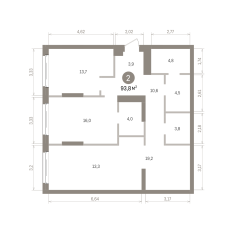 93.00 м² | 2 - 25 эт. 00