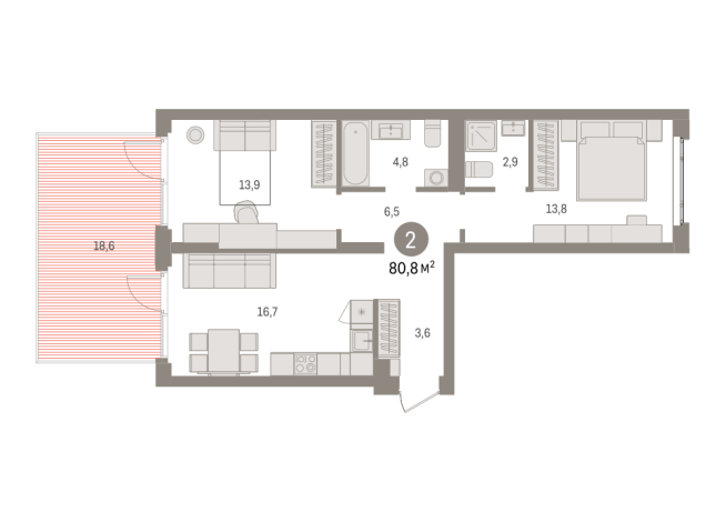 80.00 м² | 2 - 7 эт.