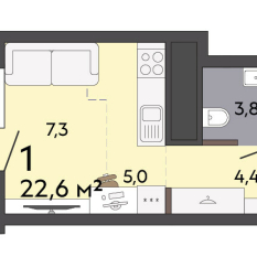 22.60 м² | 8 - 19 эт. 00