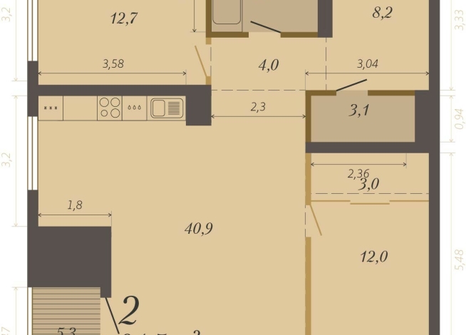 94.50 м² | 3 - 8 эт.