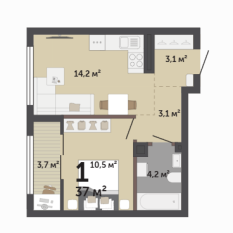 37.00 м² | 15 - 17 эт. 00