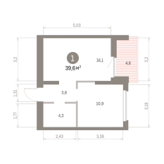 39.00 м² | 7 - 9 эт. 00