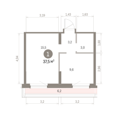 37.00 м² | 7 - 8 эт. 00
