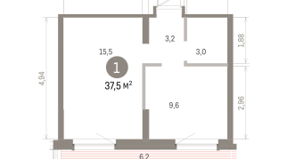 37.00 м² | 7 - 8 эт.
