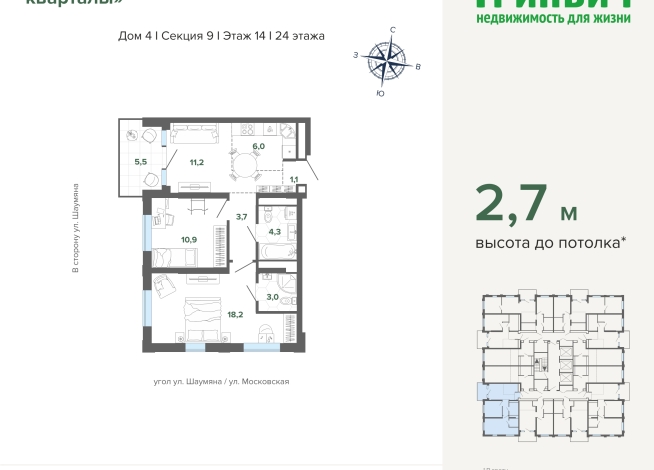 63.90 м² | 14 - 24 эт.