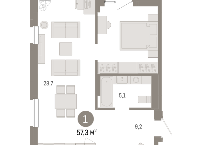 57.00 м² | 15 - 17 эт.