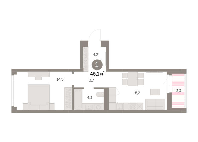 44.00 м² | 4 - 9 эт.