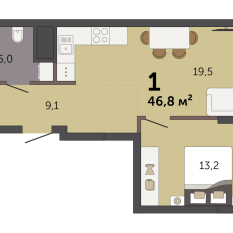 46.80 м² | 12 - 32 эт. 00