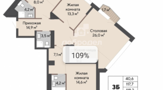 3-к квартира | 118.50 м² | 5 - 28 эт.