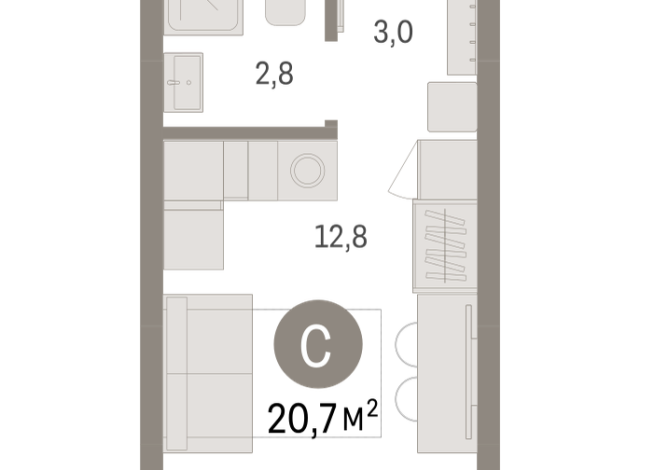 20.00 м² | 3 - 8 эт.