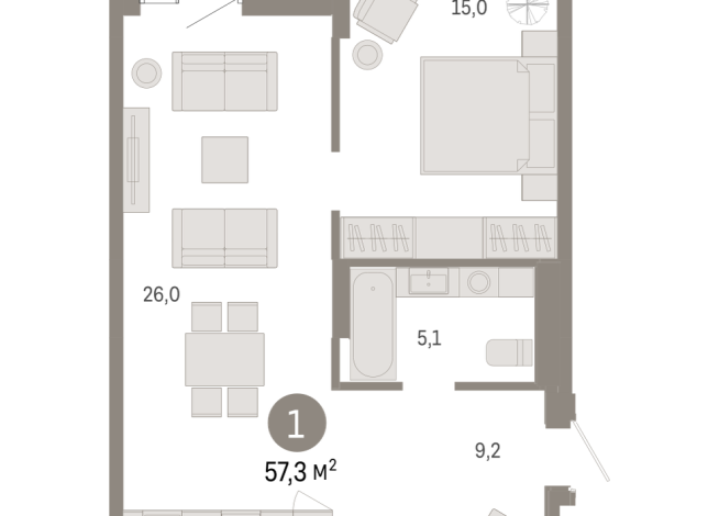 57.00 м² | 9 - 17 эт.