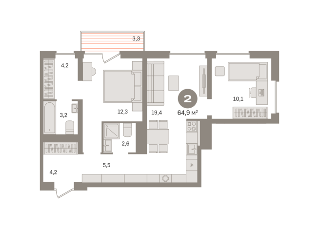 64.00 м² | 5 - 8 эт.