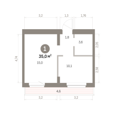 35.00 м² | 7 - 8 эт. 00