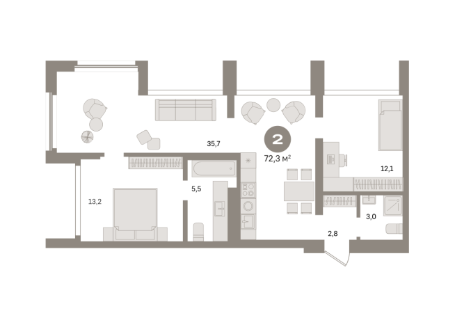 72.00 м² | 23 - 24 эт.