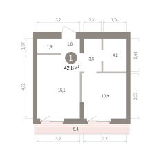 42.00 м² | 5 - 7 эт. 00