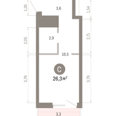 26.00 м² | 4 - 8 эт. 00