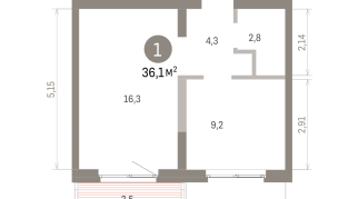 36.00 м² | 7 - 8 эт.