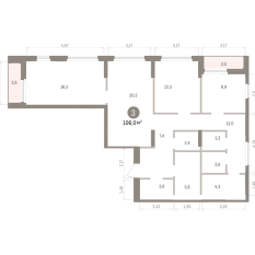 106.00 м² | 11 - 16 эт. 00