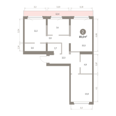 84.00 м² | 8 - 9 эт. 00